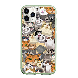 Чехол iPhone 11 Pro матовый ALL CATS MEMES, цвет: 3D-салатовый