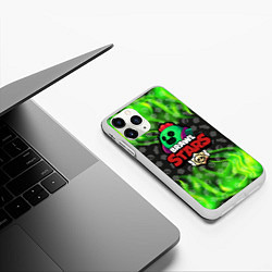 Чехол iPhone 11 Pro матовый BRAWL STARS SPIKE, цвет: 3D-белый — фото 2