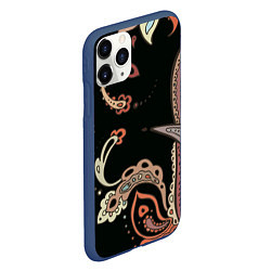 Чехол iPhone 11 Pro матовый Расписной узор, цвет: 3D-тёмно-синий — фото 2