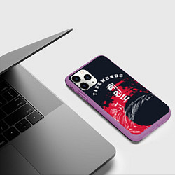 Чехол iPhone 11 Pro матовый Тхэквондо, цвет: 3D-фиолетовый — фото 2