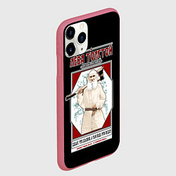Чехол iPhone 11 Pro матовый Лева Толстой, цвет: 3D-малиновый — фото 2