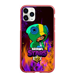 Чехол iPhone 11 Pro матовый Brawl Stars LEON, цвет: 3D-красный