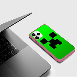 Чехол iPhone 11 Pro матовый MINECRAFT, цвет: 3D-малиновый — фото 2