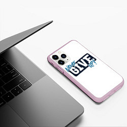 Чехол iPhone 11 Pro матовый Never give up белый, цвет: 3D-розовый — фото 2