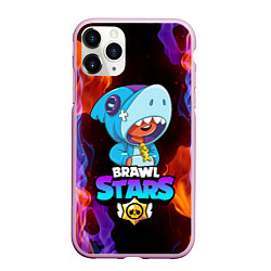 Чехол iPhone 11 Pro матовый BRAWL STARS LEON SHARK, цвет: 3D-розовый