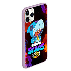 Чехол iPhone 11 Pro матовый BRAWL STARS LEON SHARK, цвет: 3D-сиреневый — фото 2