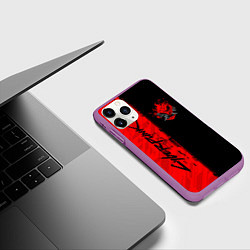 Чехол iPhone 11 Pro матовый CYBERPUNK 2077, цвет: 3D-фиолетовый — фото 2