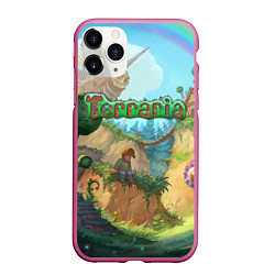 Чехол iPhone 11 Pro матовый Terraria, цвет: 3D-малиновый