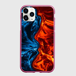 Чехол iPhone 11 Pro матовый Огонь и вода, цвет: 3D-малиновый