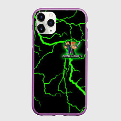 Чехол iPhone 11 Pro матовый MINECRAFT CREEPER, цвет: 3D-фиолетовый