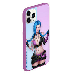 Чехол iPhone 11 Pro матовый League of Legends Jinx, цвет: 3D-фиолетовый — фото 2