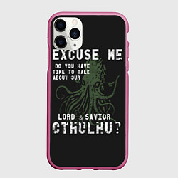 Чехол iPhone 11 Pro матовый Cthulhu, цвет: 3D-малиновый