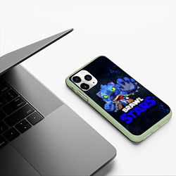 Чехол iPhone 11 Pro матовый Brawl Stars Blue Hex, цвет: 3D-салатовый — фото 2