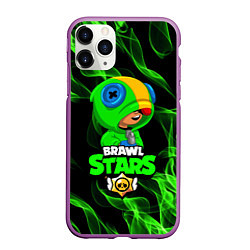 Чехол iPhone 11 Pro матовый BRAWL STARS LEON, цвет: 3D-фиолетовый