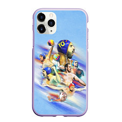 Чехол iPhone 11 Pro матовый Water polo players, цвет: 3D-светло-сиреневый