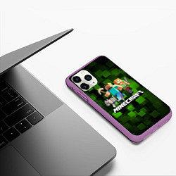 Чехол iPhone 11 Pro матовый Minecraft Майнкрафт, цвет: 3D-фиолетовый — фото 2