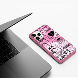 Чехол iPhone 11 Pro матовый LIL PEEP, цвет: 3D-малиновый — фото 2