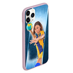 Чехол iPhone 11 Pro матовый Гандболистка, цвет: 3D-розовый — фото 2