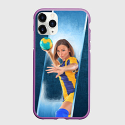 Чехол iPhone 11 Pro матовый Гандболистка, цвет: 3D-фиолетовый