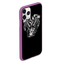 Чехол iPhone 11 Pro матовый Движковый череп, цвет: 3D-фиолетовый — фото 2