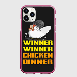 Чехол iPhone 11 Pro матовый Winner Chicken Dinner, цвет: 3D-малиновый