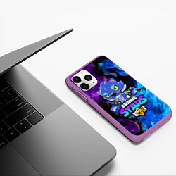 Чехол iPhone 11 Pro матовый BRAWL STARS LEON, цвет: 3D-фиолетовый — фото 2