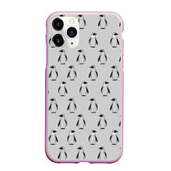Чехол iPhone 11 Pro матовый Нашествие пингвинов, цвет: 3D-розовый