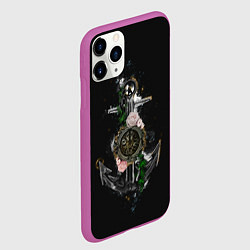 Чехол iPhone 11 Pro матовый Якорь с компасом и цветами, цвет: 3D-фиолетовый — фото 2