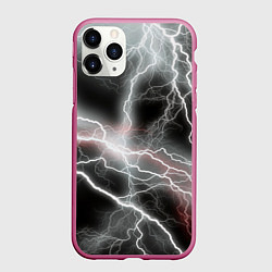 Чехол iPhone 11 Pro матовый Молния, цвет: 3D-малиновый