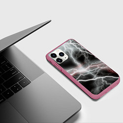 Чехол iPhone 11 Pro матовый Молния, цвет: 3D-малиновый — фото 2