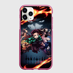 Чехол iPhone 11 Pro матовый KIMETSU NO YAIBA, цвет: 3D-малиновый