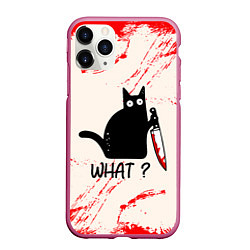 Чехол iPhone 11 Pro матовый What cat, цвет: 3D-малиновый