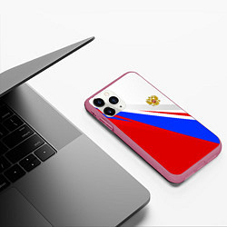 Чехол iPhone 11 Pro матовый Россия, цвет: 3D-малиновый — фото 2