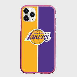Чехол iPhone 11 Pro матовый LA LAKERS, цвет: 3D-малиновый