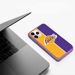 Чехол iPhone 11 Pro матовый LA LAKERS, цвет: 3D-фиолетовый — фото 2