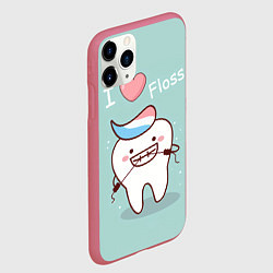 Чехол iPhone 11 Pro матовый Tooth, цвет: 3D-малиновый — фото 2