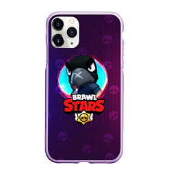 Чехол iPhone 11 Pro матовый Brawl Stars Crow v1, цвет: 3D-сиреневый