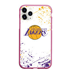 Чехол iPhone 11 Pro матовый LA LAKERS, цвет: 3D-малиновый