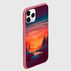 Чехол iPhone 11 Pro матовый Minimal forest sunset, цвет: 3D-малиновый — фото 2