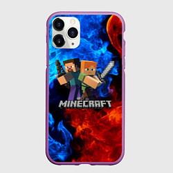 Чехол iPhone 11 Pro матовый MINECRAFT, цвет: 3D-фиолетовый