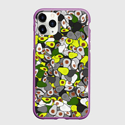 Чехол iPhone 11 Pro матовый Камуфляж с авокадо, цвет: 3D-фиолетовый