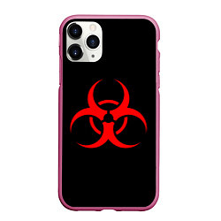 Чехол iPhone 11 Pro матовый Plague inc, цвет: 3D-малиновый
