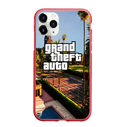 Чехол iPhone 11 Pro матовый Grand Theft Auto, цвет: 3D-красный