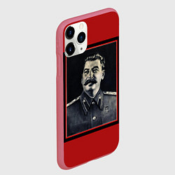 Чехол iPhone 11 Pro матовый Сталин, цвет: 3D-малиновый — фото 2