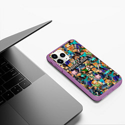 Чехол iPhone 11 Pro матовый MINECRAFT ПЕРСОНАЖИ, цвет: 3D-фиолетовый — фото 2