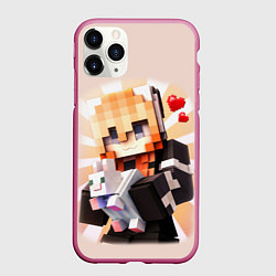 Чехол iPhone 11 Pro матовый MINECRAFT, цвет: 3D-малиновый