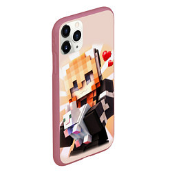 Чехол iPhone 11 Pro матовый MINECRAFT, цвет: 3D-малиновый — фото 2