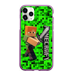 Чехол iPhone 11 Pro матовый MINECRAFT, цвет: 3D-фиолетовый