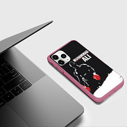 Чехол iPhone 11 Pro матовый Muhammad Ali, цвет: 3D-малиновый — фото 2