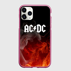 Чехол iPhone 11 Pro матовый AC DC, цвет: 3D-малиновый